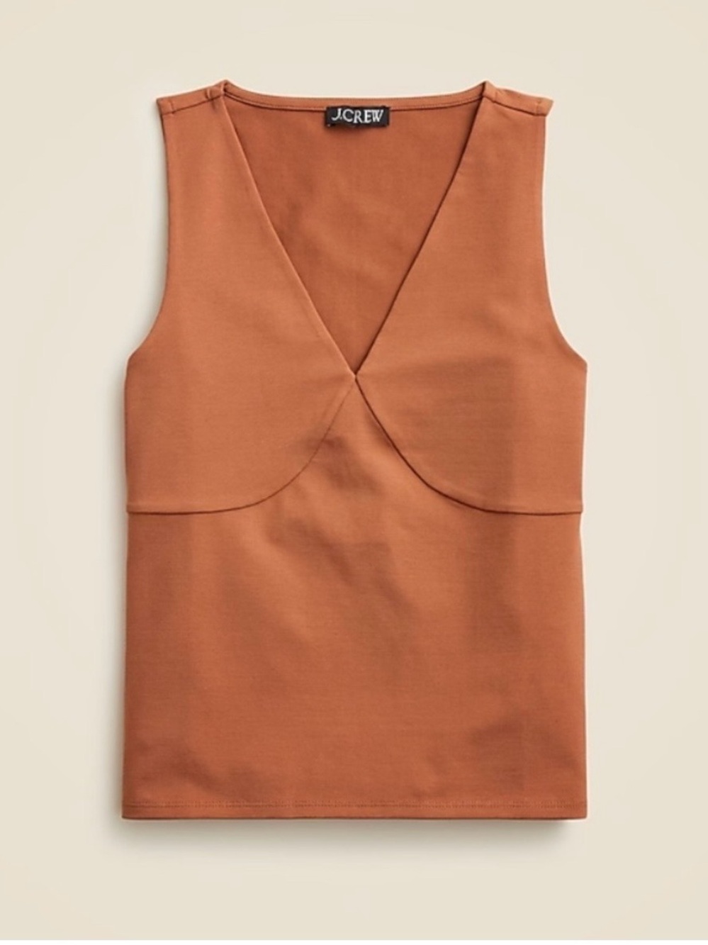 NWT J.Crew V-Neck Cotton Stretch Tank, Rust, Size Medium
